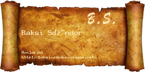 Baksi Sándor névjegykártya