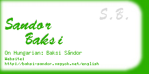 sandor baksi business card