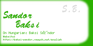 sandor baksi business card